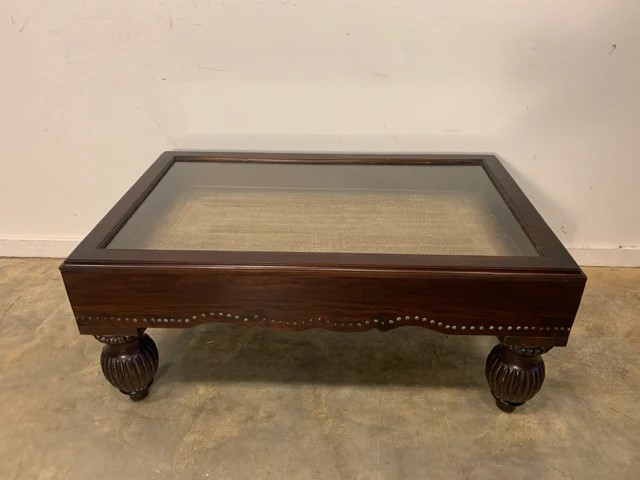 Dark Wood Shadow Box Display Coffee Table For Sale In Ct 