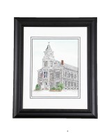 Framed Watercolor of Connecticut Building