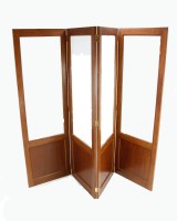 Custom Walnut Beveled Glass Room Divider