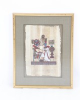 Framed Egyptian Papyrus Scene