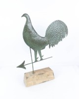 Wood Mounted Metal Rooster Weathervane