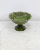 Green Ceramic Bowl on Pedestal