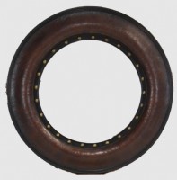 Leather and Nailhead Trimmed Round Wall Mirror