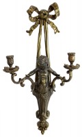 Pair of Brass Cherub Candlestick Sconces