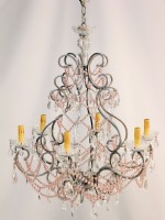 Pink & Silver 6 Light Chandelier