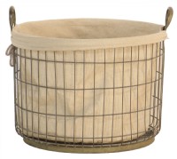 Metal Mesh and Canvas Basket- Large